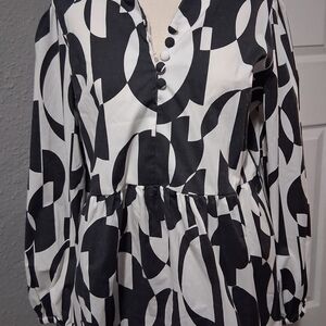 Belle by Kim Gravel Black and White Blouse